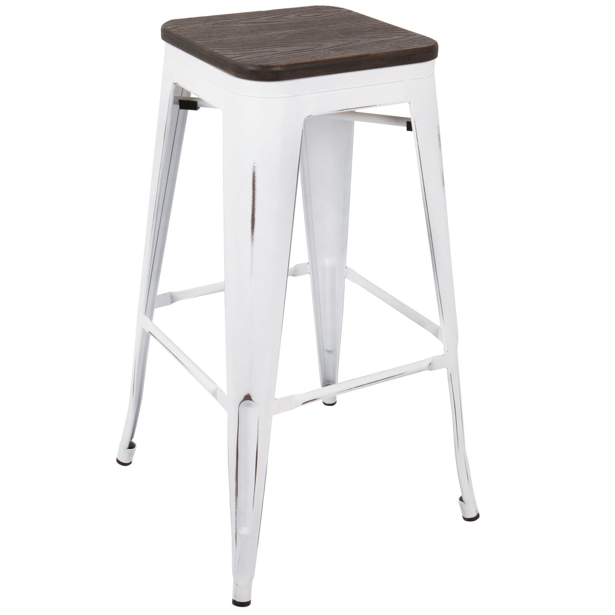 Contemporary Barstool Set of 2 with Stackable Design - Black or White