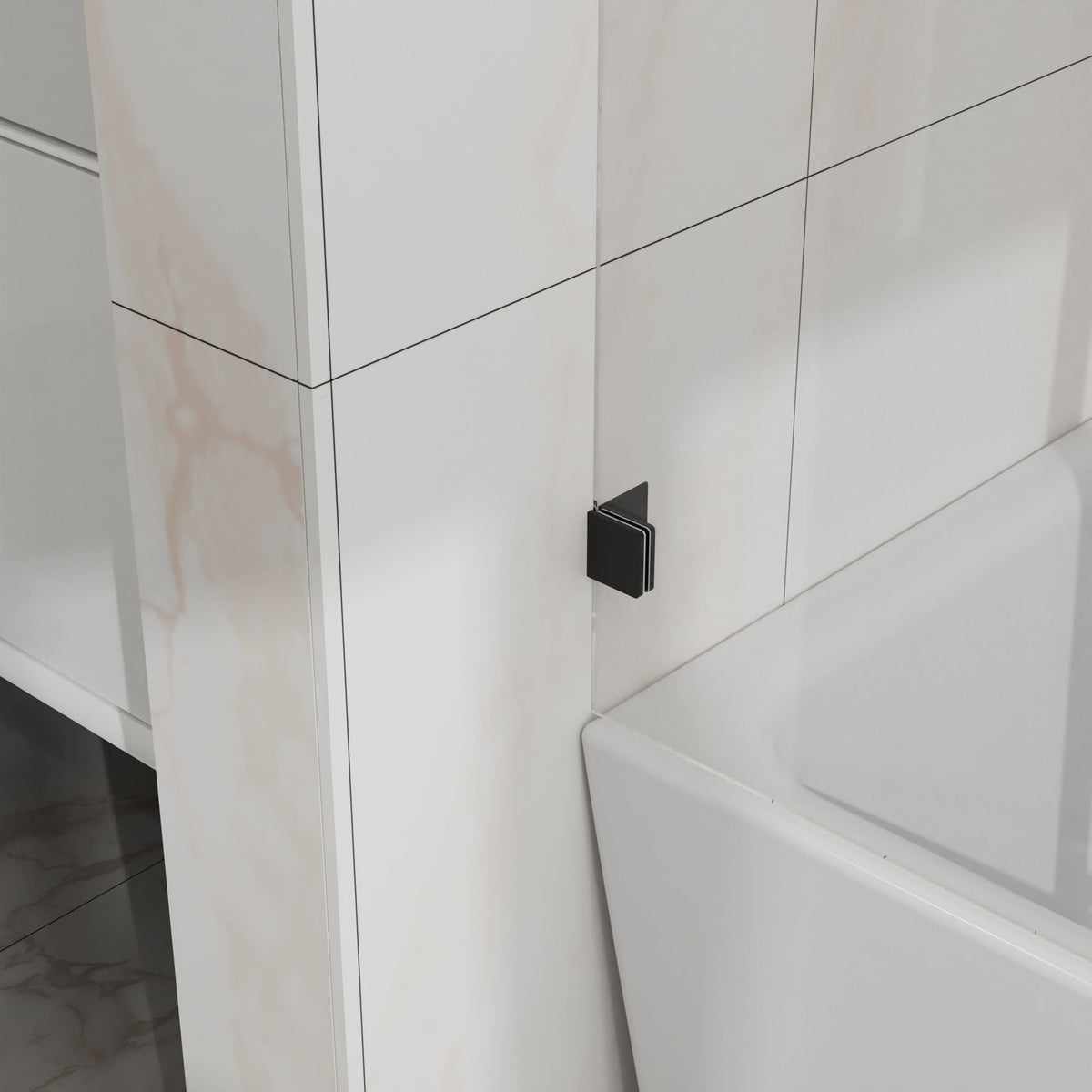 Frameless Tub Sliding Shower Door with Easy Clean Coating - Black or Pearl Silver