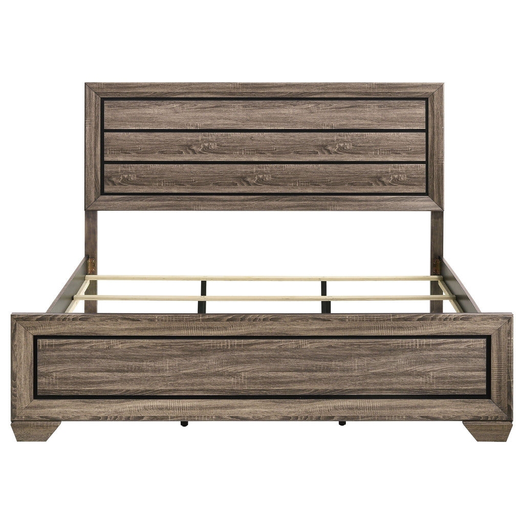 Oatfield Panel Bed with Slatted Design - Dark Brown