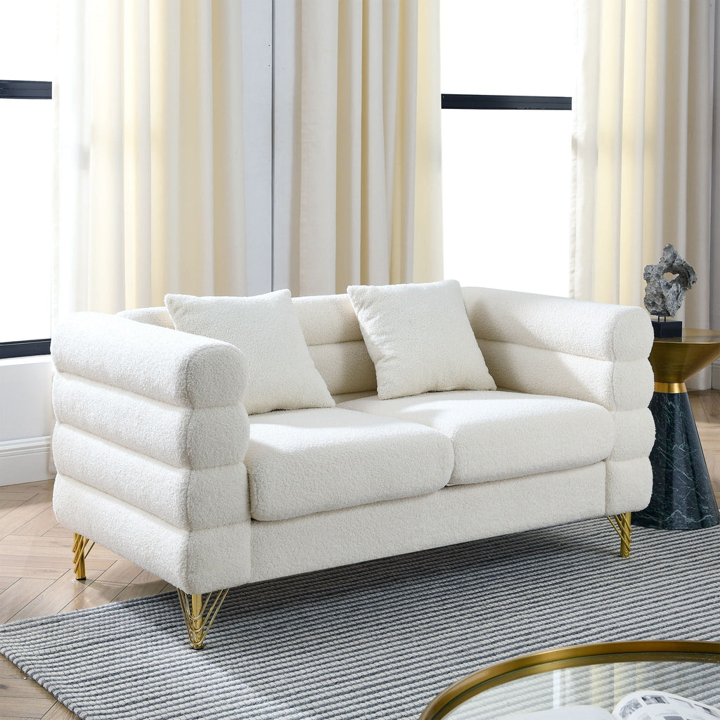 Oversized 2 Seater Sectional Sofa with Deep Seating and 2 Pillows - Dark Green or Beige