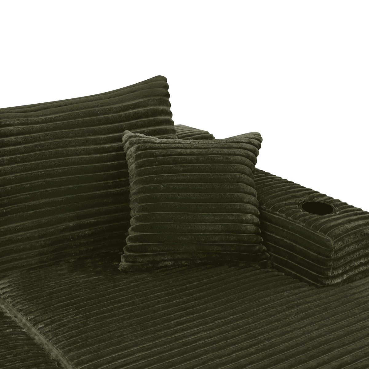 134" Cloud Sectional Sofa with U-Shape Chaise and Cup Holders - Green