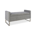 Upholstered Ottoman Bench With Storage with Child-Safe Hinge - Dark Gray