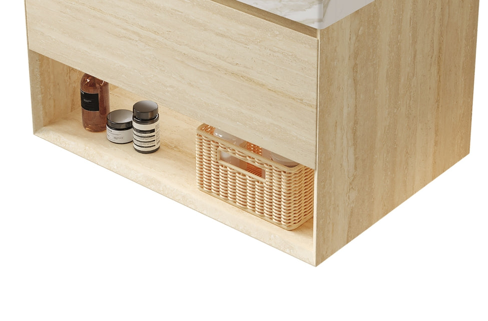 FRIGGA 30" Wall-Mounted Bathroom Cabinet with Drawer and LED Shelf - Oak
