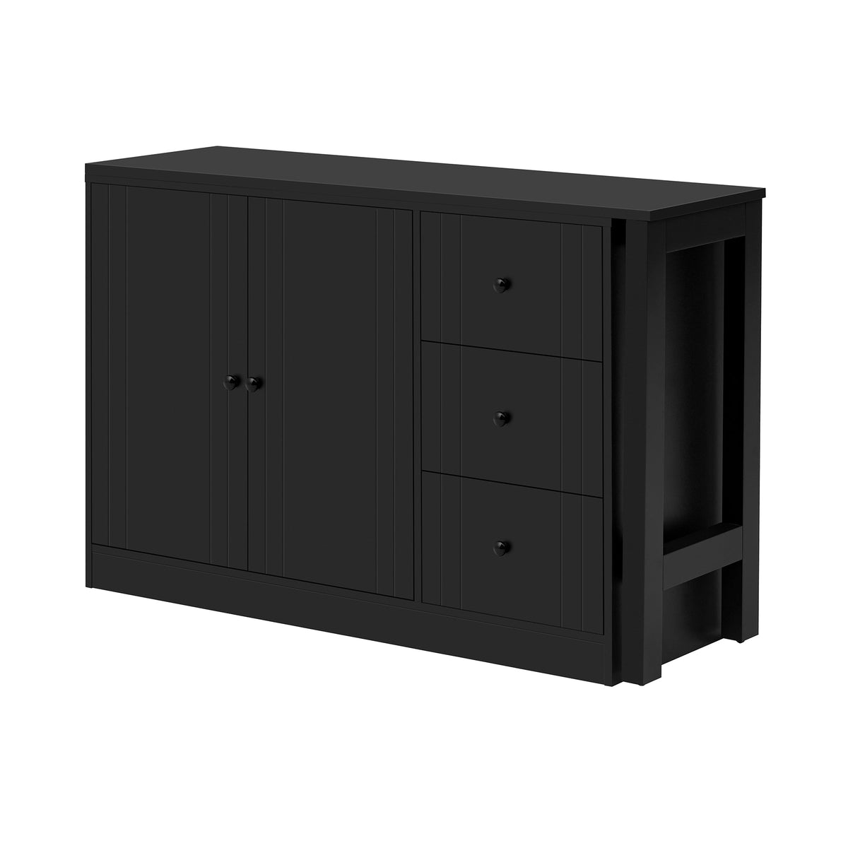 Wooden Sideboard with Extendable Table - Black, White, or Black+Natural