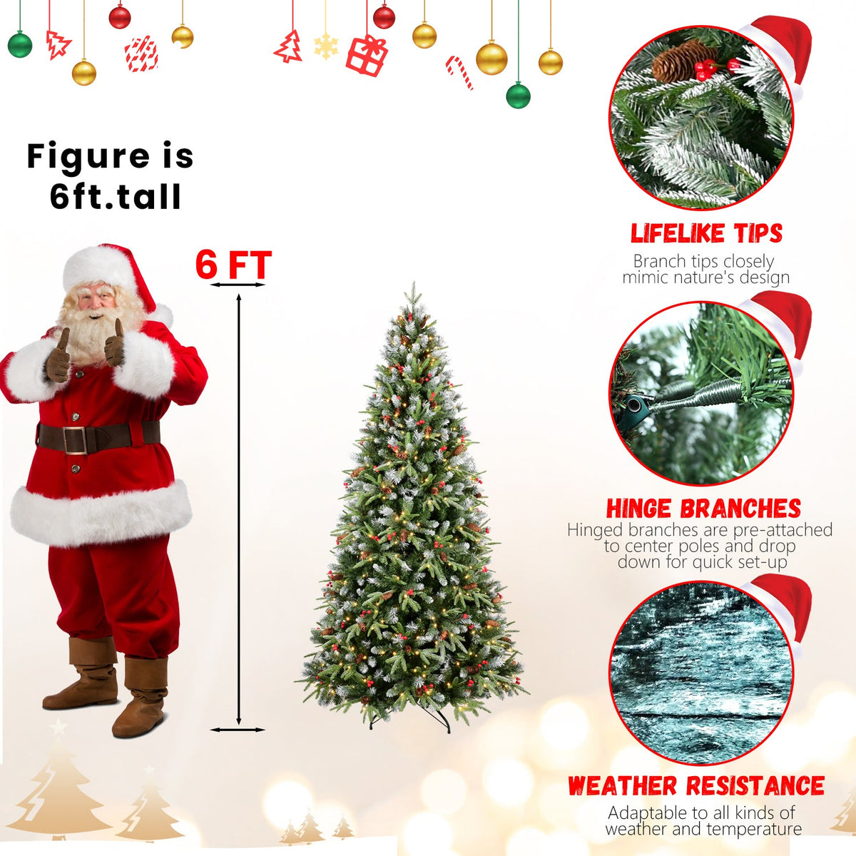 7Ft Christmas Tree with 450 Warm Lights - Green