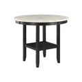 Antique White Bar Table and Stool Set with Built-In Storage Shelf