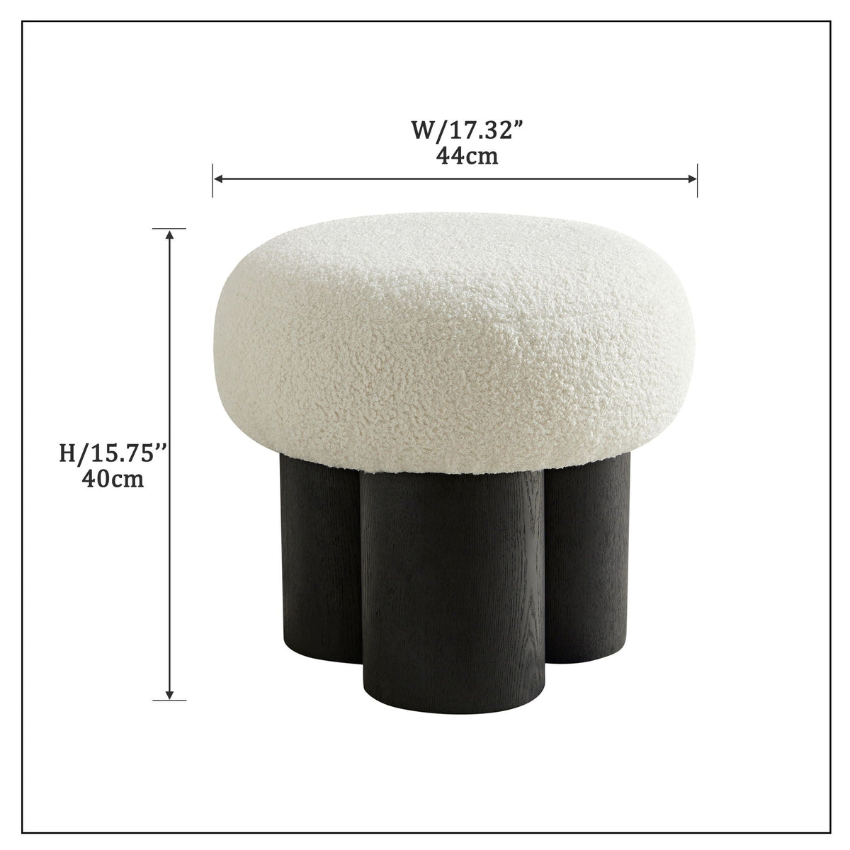 Versatile Mushroom Stool Ottoman with Cushion - Dark Brown, White, Beige