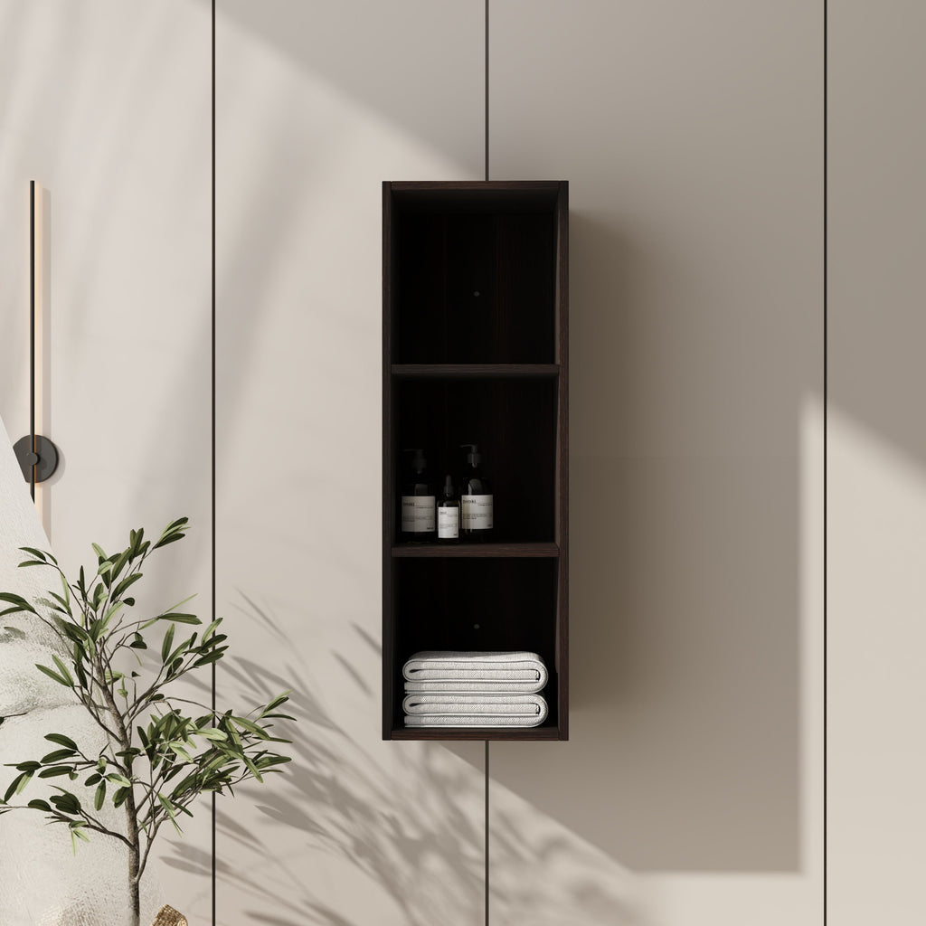 12 Inch Wall Mounted Storage Shelves with Plywood Construction - Dark Oak