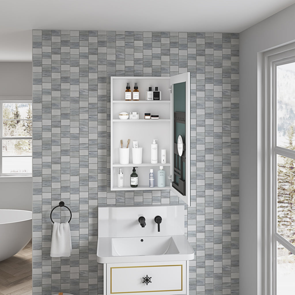 Frameless Mirror Medicine Cabinet with Beveled Edge - Silver