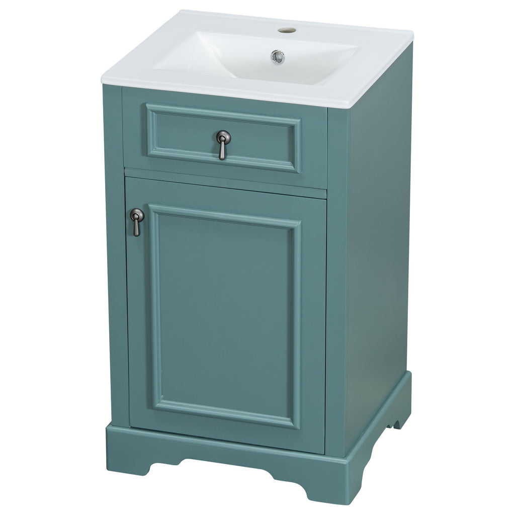 Elegant Bathroom Vanity with Ceramic Sink and Soft-Close Door - Multiple Colors