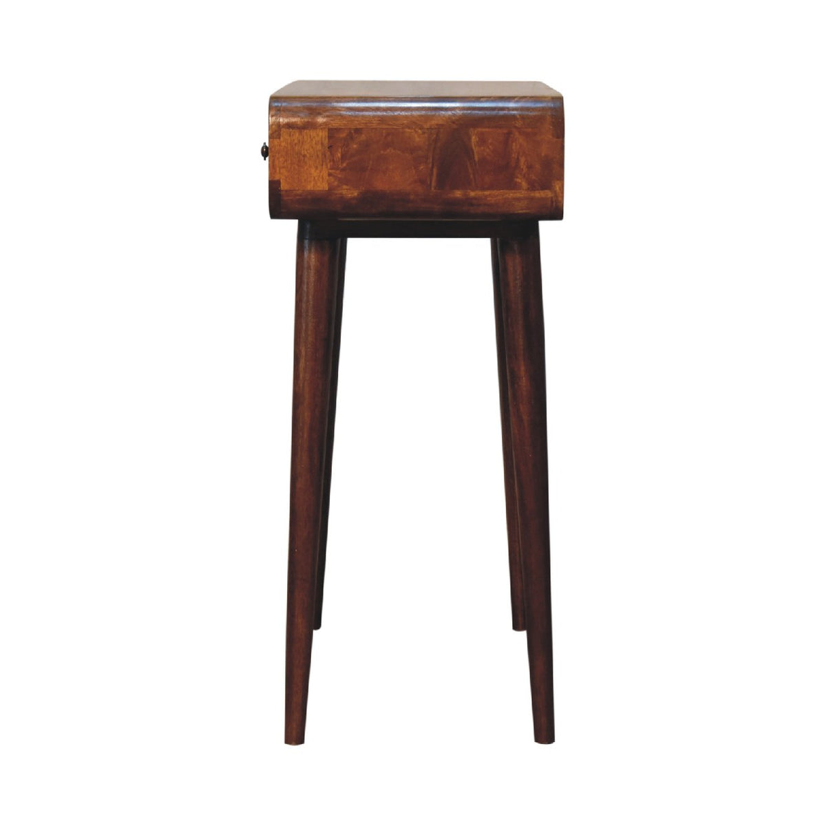 Solid Wood Chestnut Hallway Table with Nordic Legs - 2 Drawers