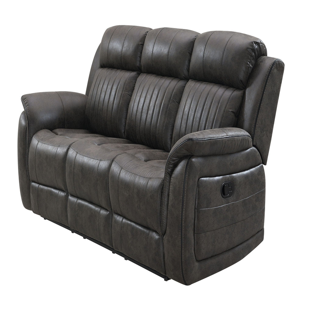Gray Reclining Sofa with Plush Cushions - 100% Polyester Fabric