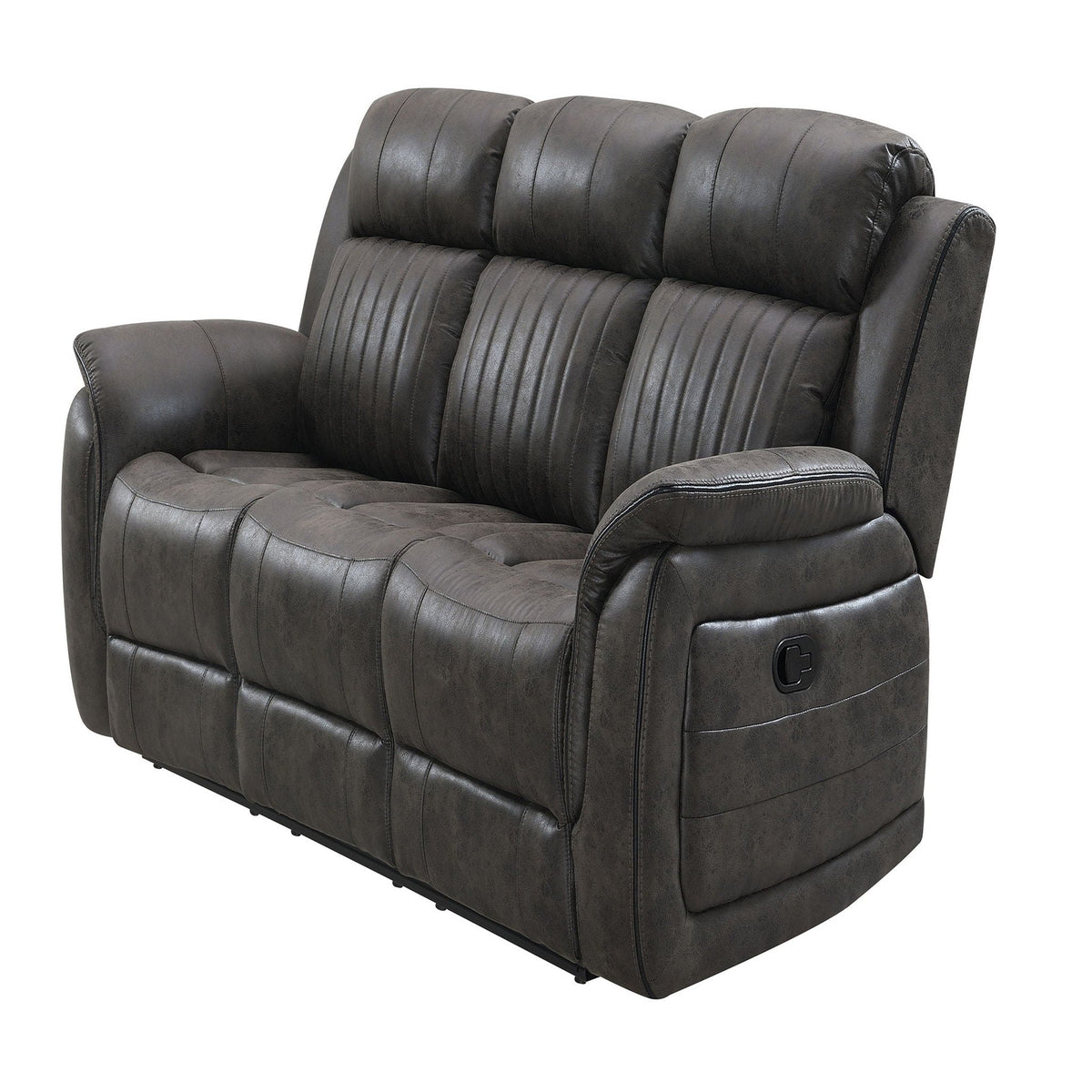 Gray Reclining Sofa with Plush Cushions - 100% Polyester Fabric