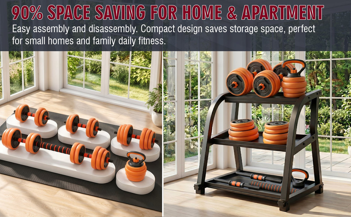 66LB Adjustable Dumbbell Set with Multi-Function Design