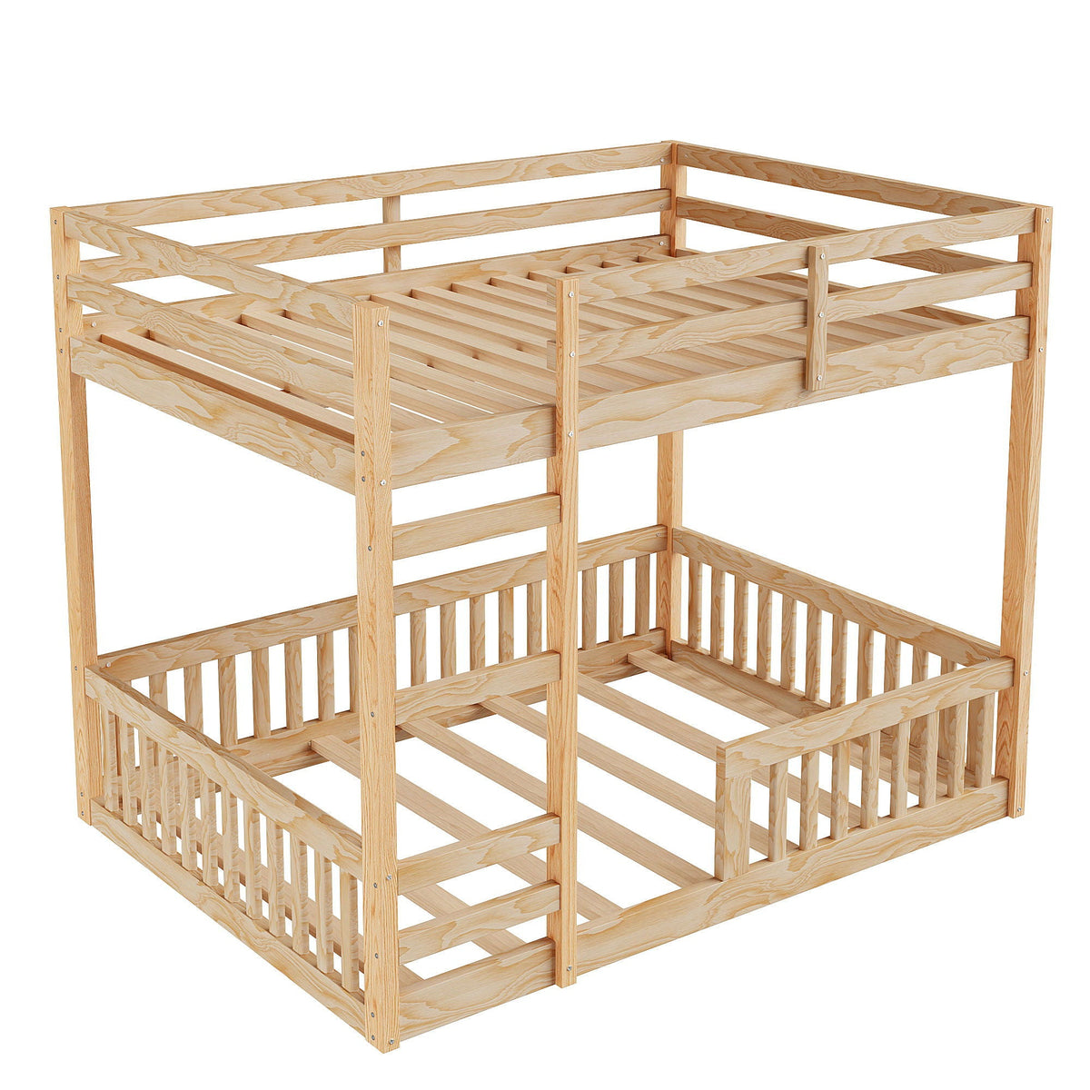 Stylish Bunk Bed With Ladder And Guardrails