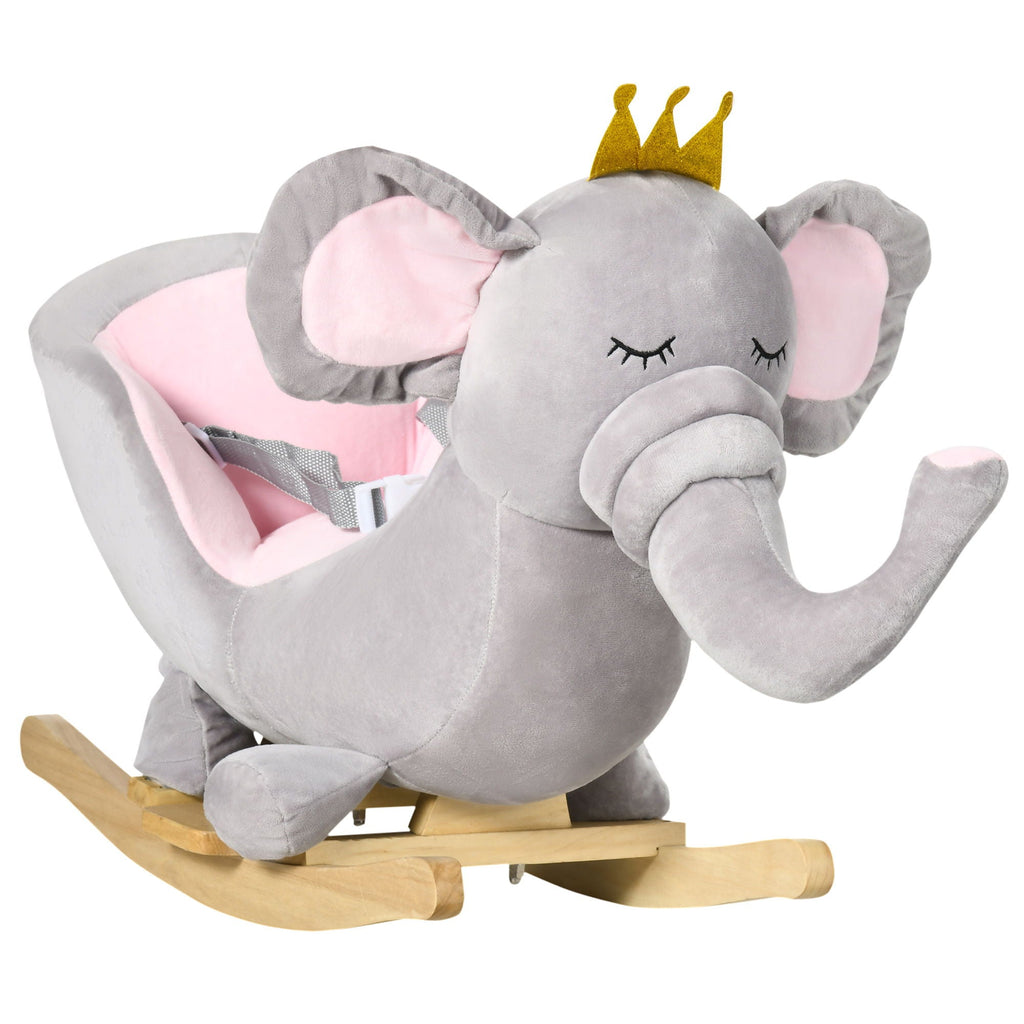 Gray Elephant Rocking Chair with Sound and Safety Belt