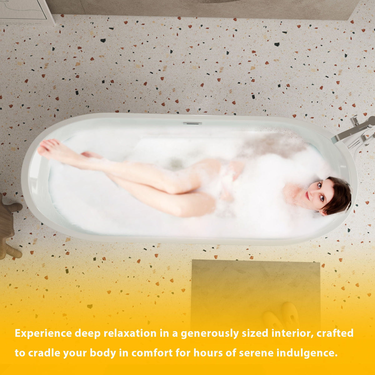 Freestanding Bathtub with Diamond Pattern Design - White or Black