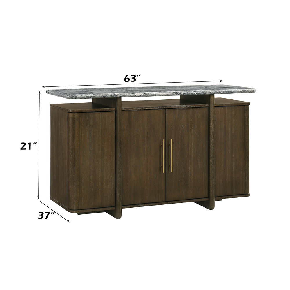 Dillon - Server With Marble Top - Natural / Walnut