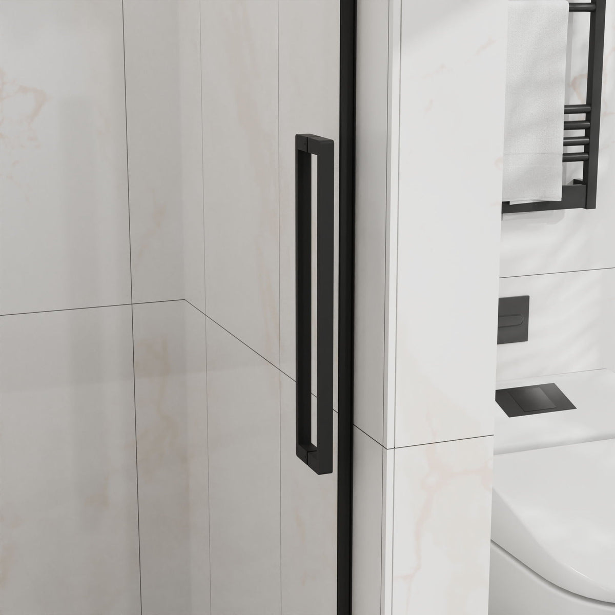 Frameless Tub Sliding Shower Door with Easy Clean Coating - Black or Pearl Silver