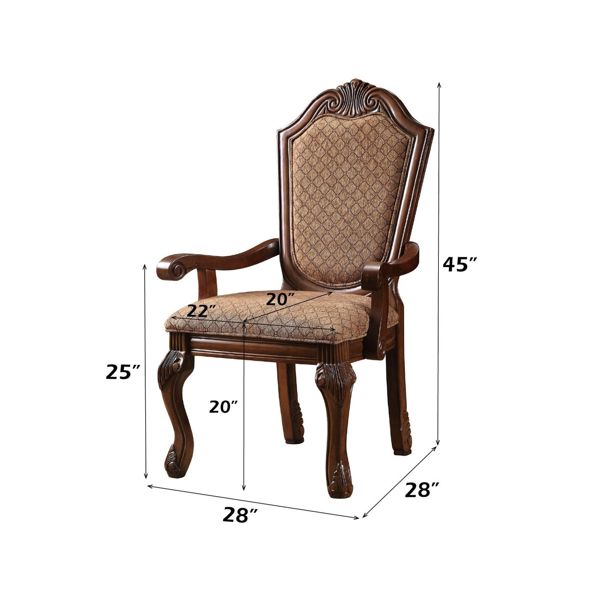 Cherry Arm Chair Set with Padded Seat - Chateau De Ville