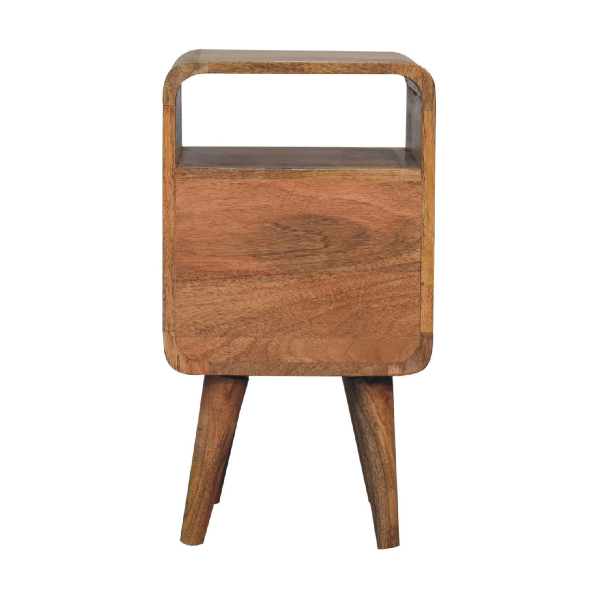 Solid Wood Mini Lille Curved Nightstand with Nordic Legs - Natural Finish