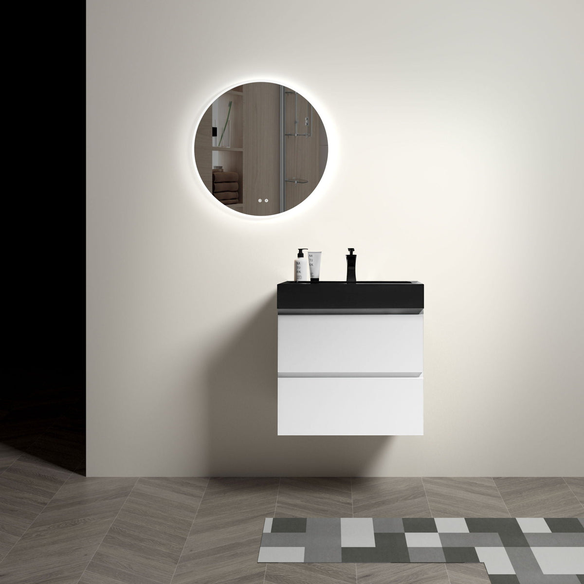 Modern Floating Bathroom Vanity with Large Storage - White or Black