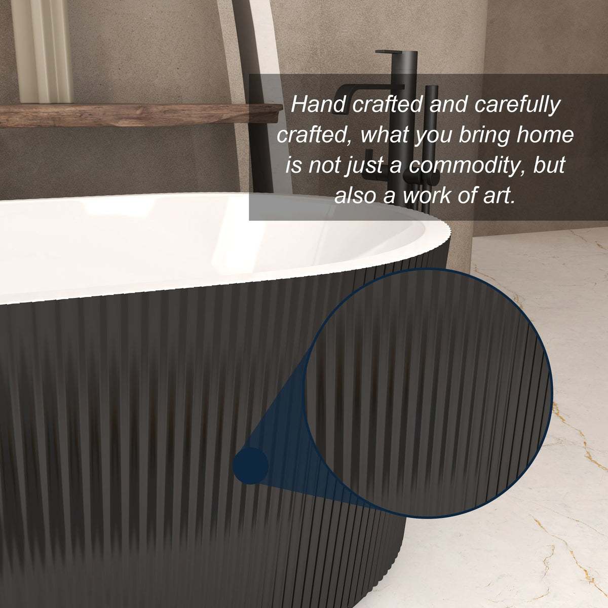67" Linear Acrylic Freestanding Bathtub with Double-Wall Insulation - White