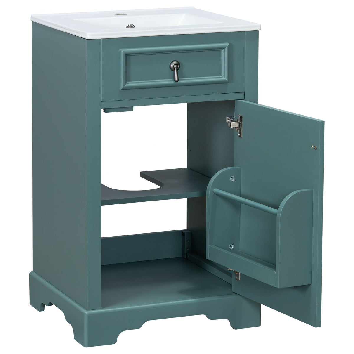 Elegant Bathroom Vanity with Ceramic Sink and Soft-Close Door - Multiple Colors