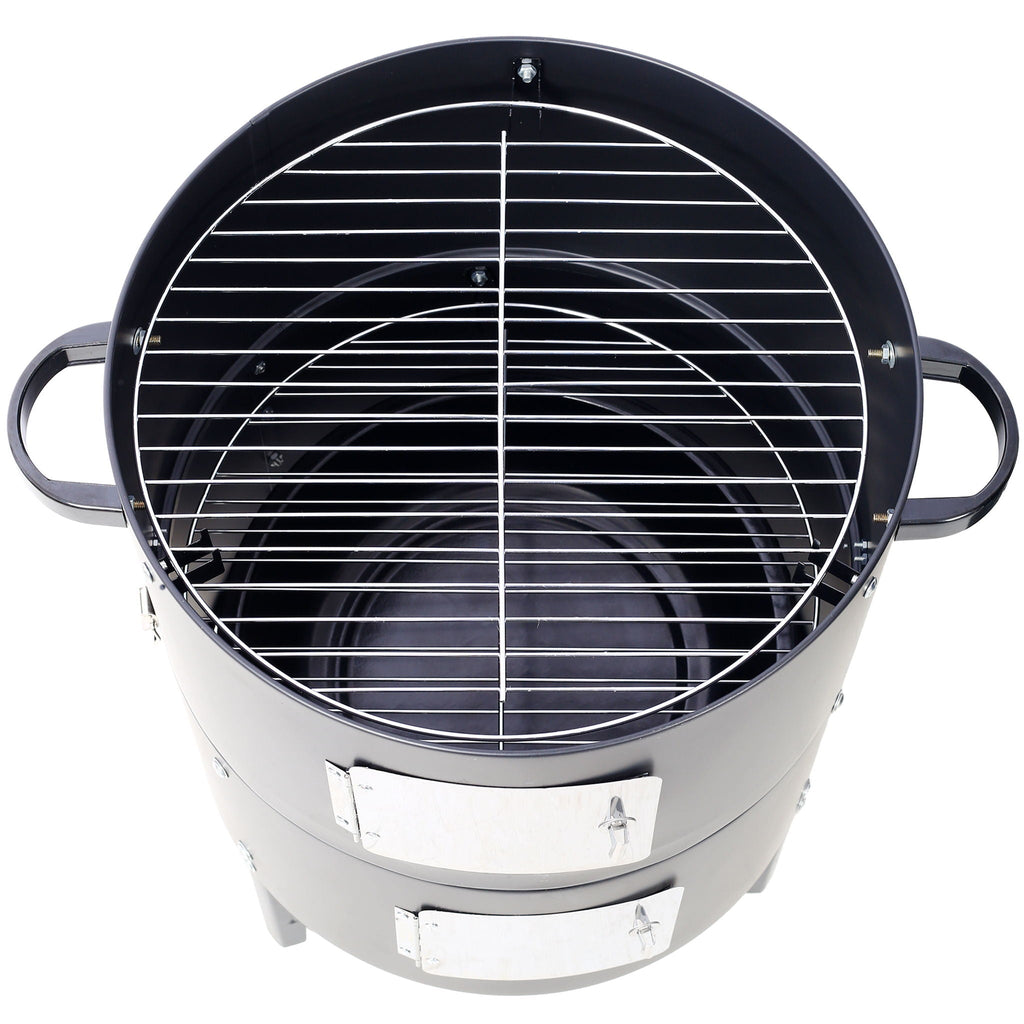 17" Steel Charcoal BBQ Grill with Built-in Thermometer - Black