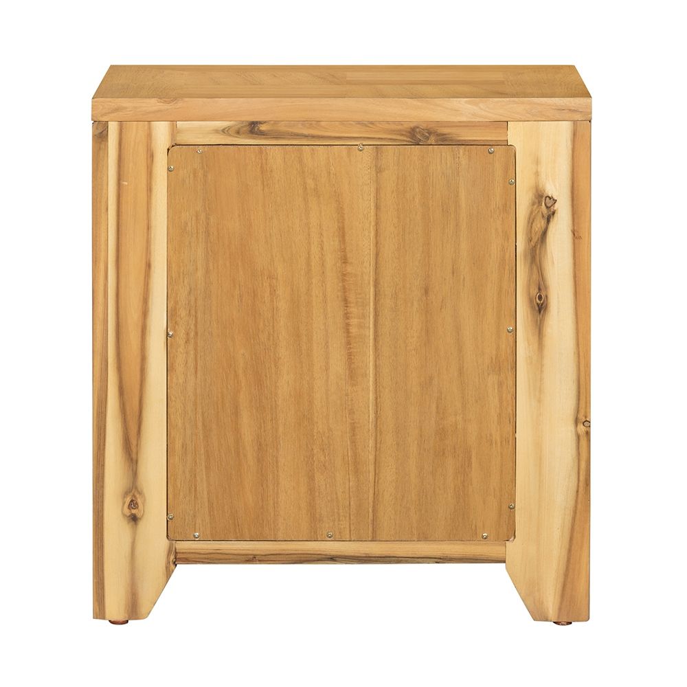 Natural Wood Nightstand with Smooth Glide Drawer - Brown