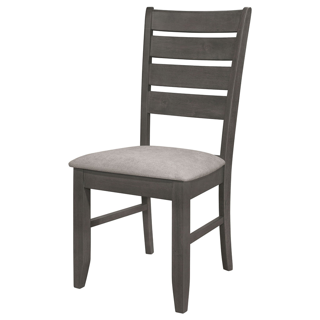 Padded Seat Dining Chairs with Tapered Slats - Set of 2, Dark Gray or Black