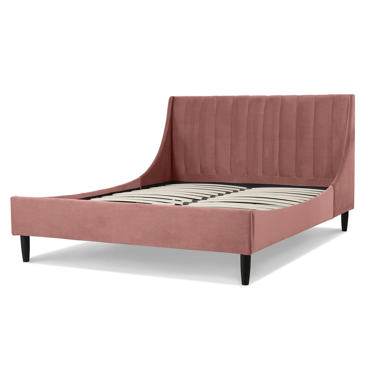 Vertical Tufted Modern Headboard Platform Bed Set with Upholstered Finish - Multiple Colors