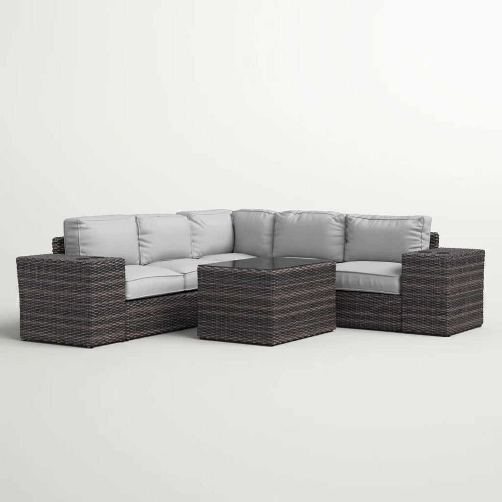 Modern Patio Rattan Sectional Set with Cushions - Multiple Set Options