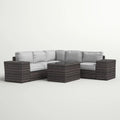 Modern Patio Rattan Sectional Set with Cushions - Multiple Set Options