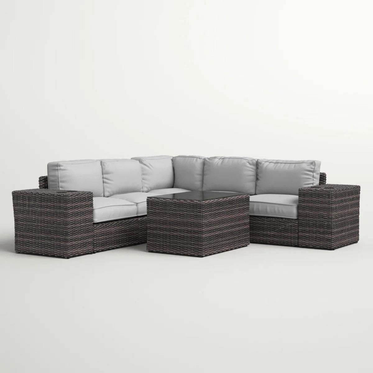 Modern Patio Rattan Sectional Set with Cushions - Multiple Set Options