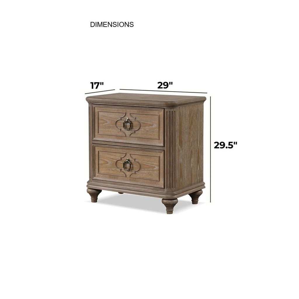 Oak Accent Nightstand with USB A & C Charging Ports - Rustic