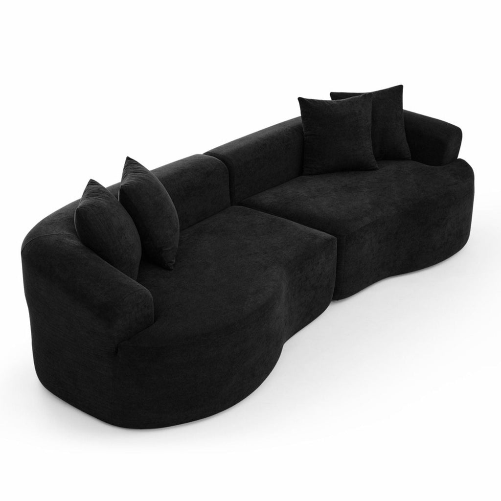 4 Seater Curved Cloud Sectional Sofa with High-Density Foam - Corduroy