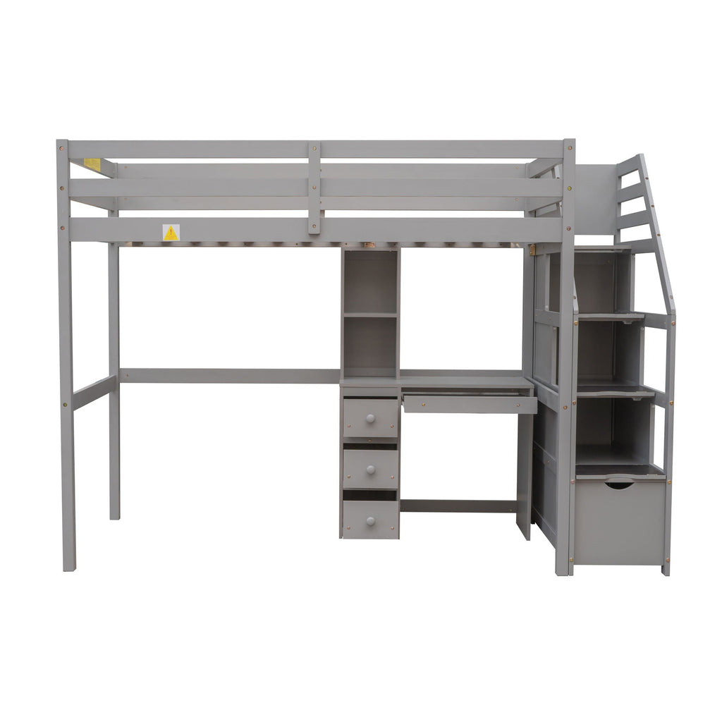 Storage Loft Bed with Stand Alone Bed and Desk - Twin Size