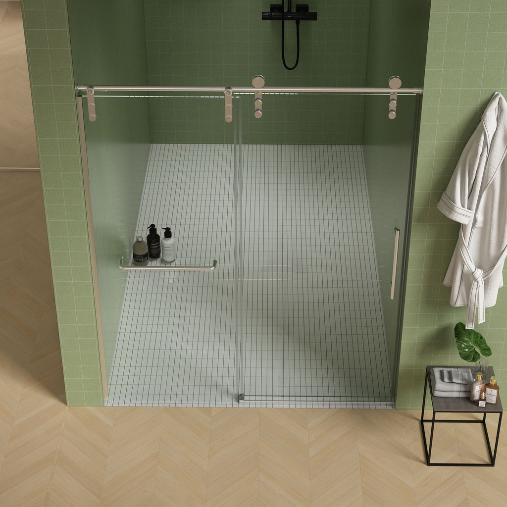 Pearl Silver Sliding Frameless Shower Door with Easy Clean Tempered Glass
