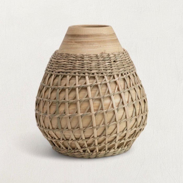 Bamboo Vase with Seagrass Weave