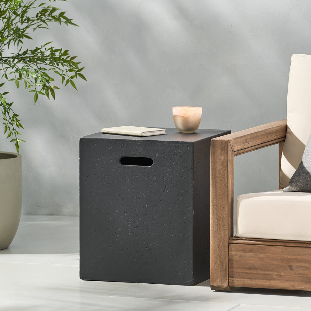 MGO Tank Holder Outdoor Side Table with Smooth Surface - Dark Grey