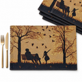DaDalogy Bedding Set of 4 Pieces Autumn Birds Blessing Tapestry Dining Placemats 13” x 19” (Thanksgiving)