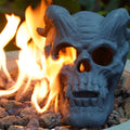 Hand-Forged Flame Skull for Fire Pits with Dramatic Flame Vents - Natural Finish
