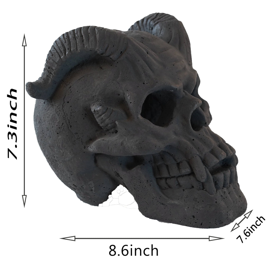 Hand-Forged Flame Skull for Fire Pits with Dramatic Flame Vents - Natural Finish