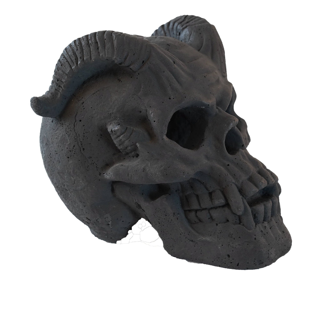 Hand-Forged Flame Skull for Fire Pits with Dramatic Flame Vents - Natural Finish