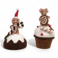 Wool Felt Mouse on Muffin Figurine