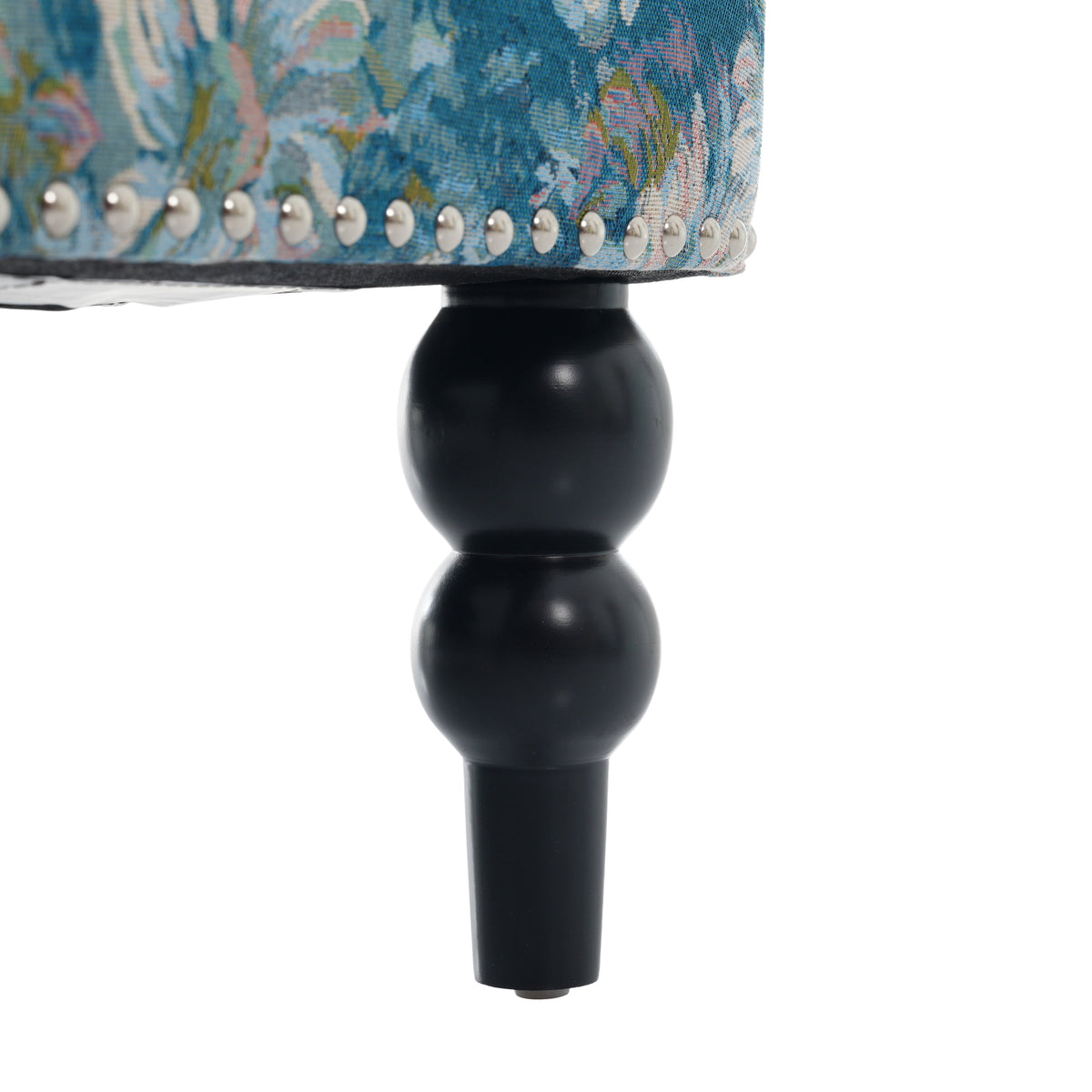 Harrison Tufted Club Chair with Turned Legs - Blue
