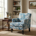 Harrison Tufted Club Chair with Turned Legs - Blue