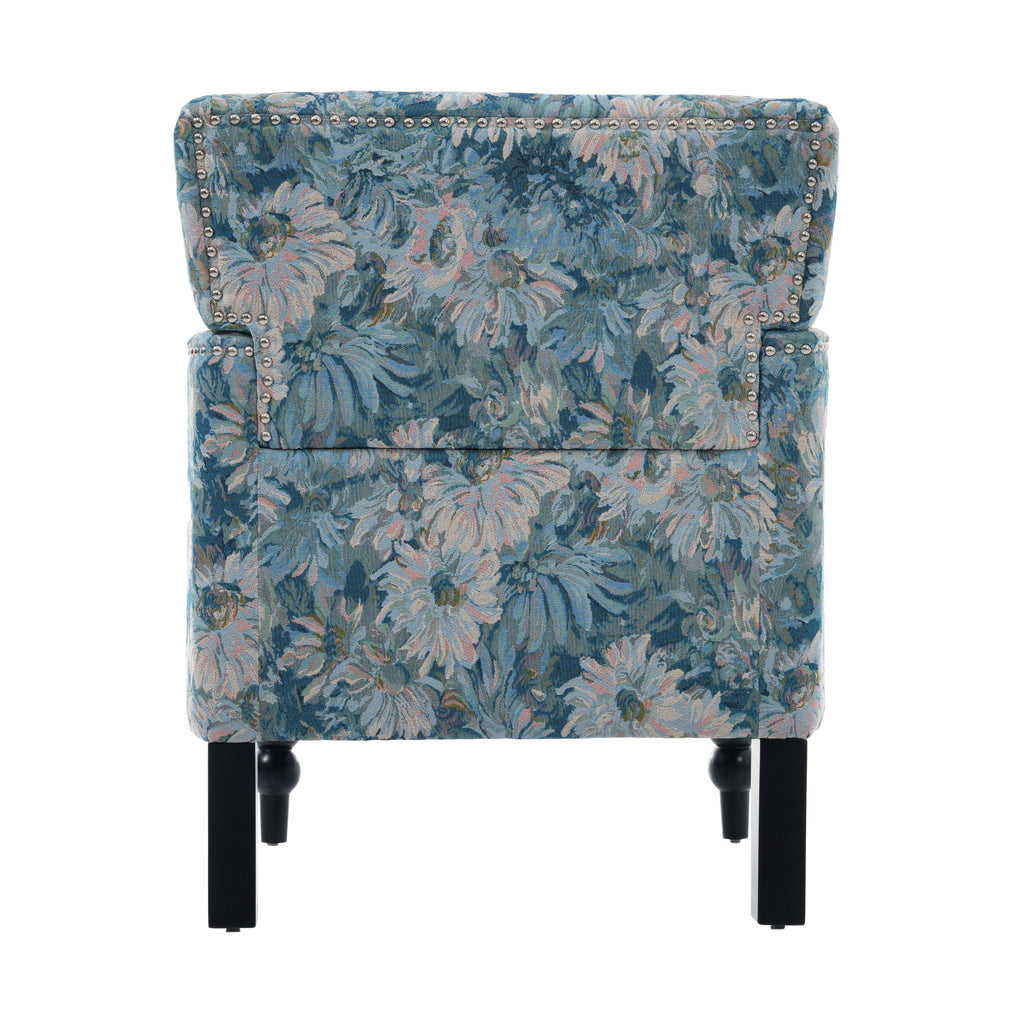 Harrison Tufted Club Chair with Turned Legs - Blue