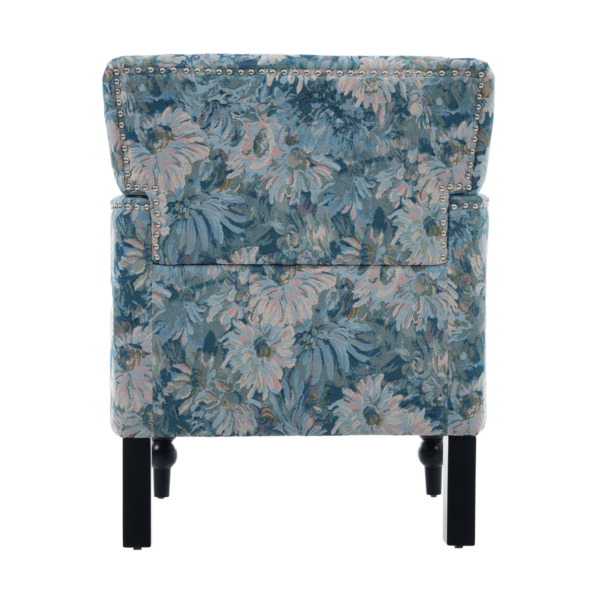 Harrison Tufted Club Chair with Turned Legs - Blue